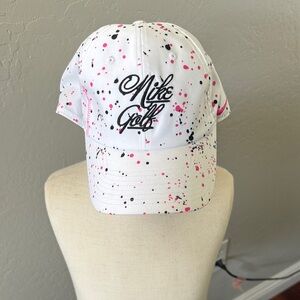 Nike Kids Golf Cap - White with Pink and Black Splatter